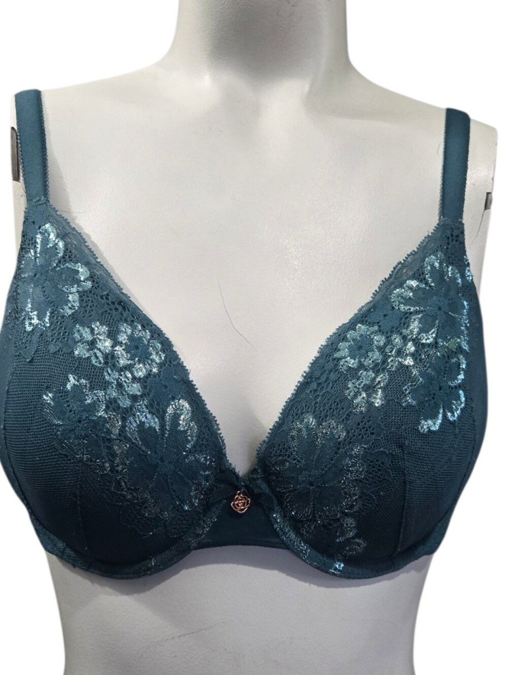 Victoria’s Secret Teal Blue Lace Floral Demi Bra 34D